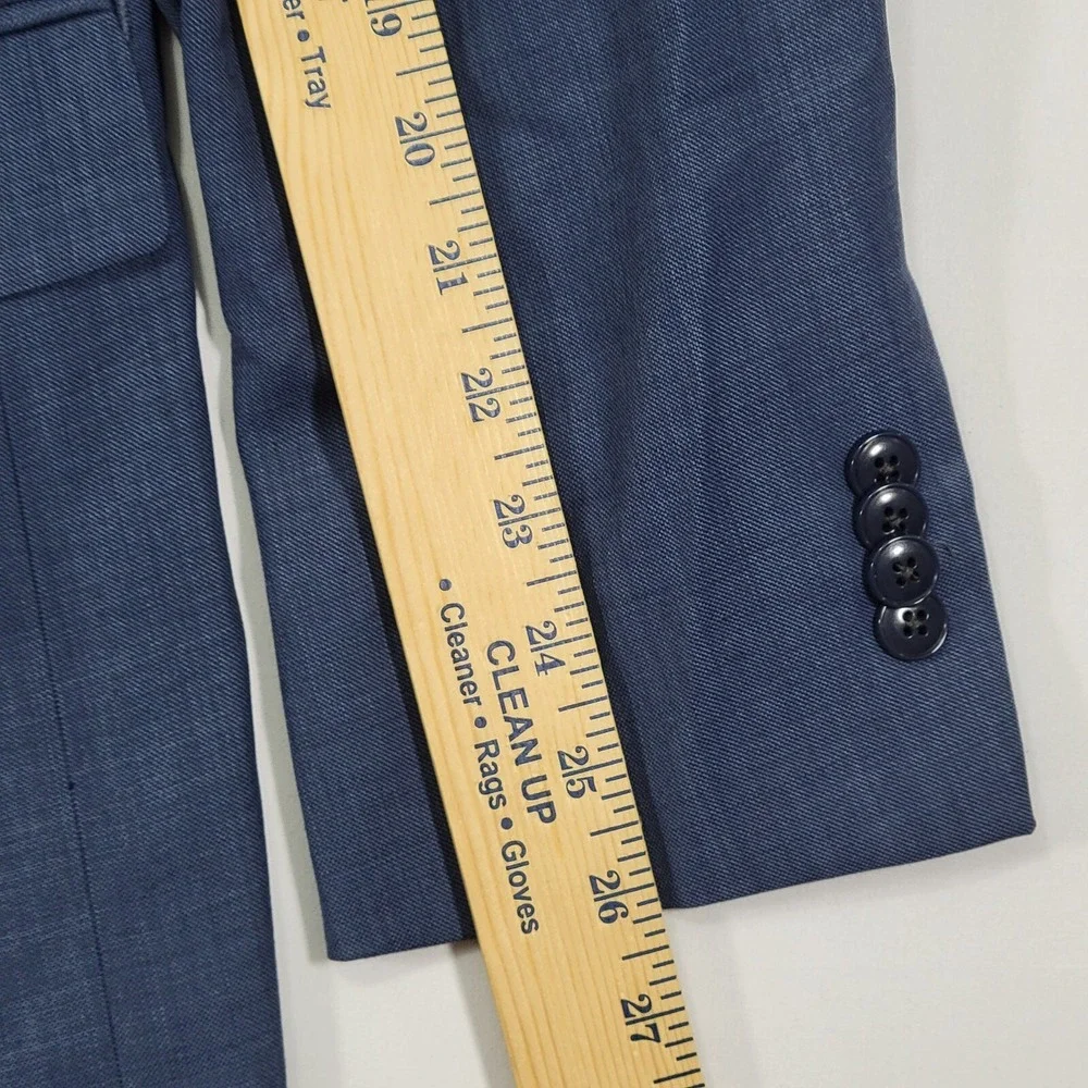 Michael Kors Mens Sport Coat Blazer Two Button Navy Sharkskin Wool Blend 44L NEW